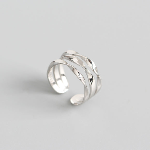 Sterling Silver Minimalist Triple Twist Line Ring
