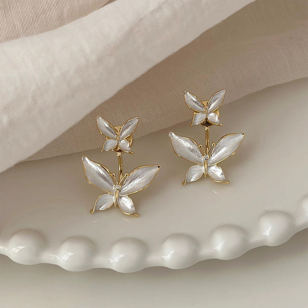 White Butterfly Earrings