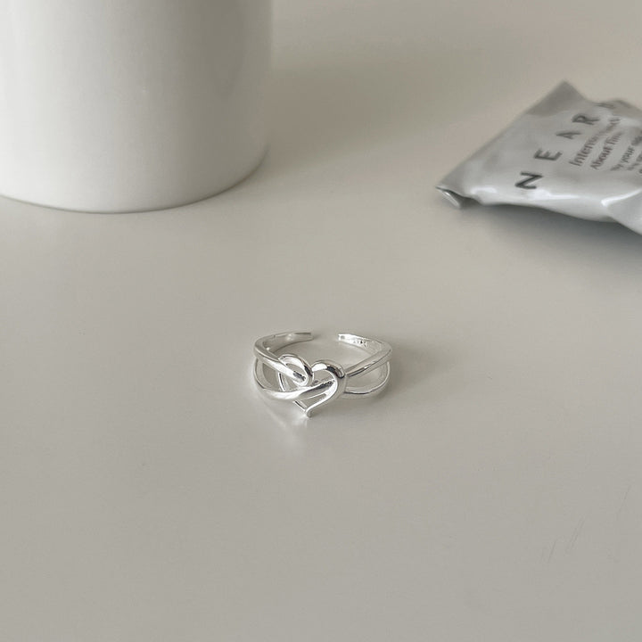 S925 Sterling Silver Intertwined Heart Ring