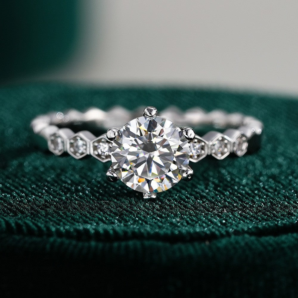 Celeste Bubble-Band Moissanite Solitaire Ring