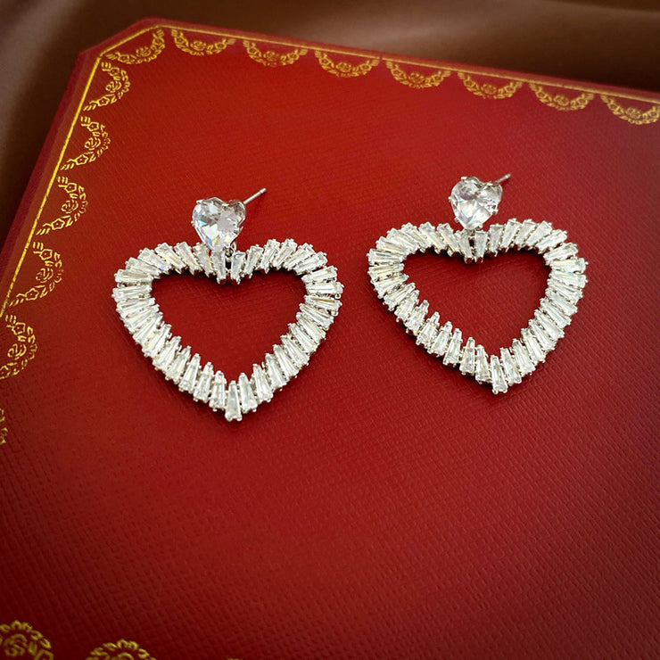 Zircon Heart Vintage Earrings