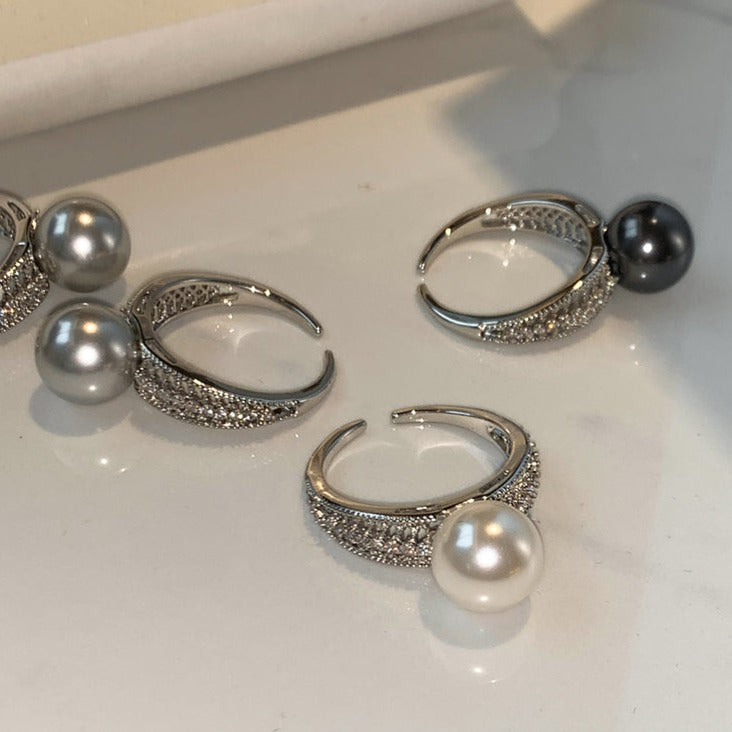 Vintage Sterling Silver Skeleton Pearl Ring