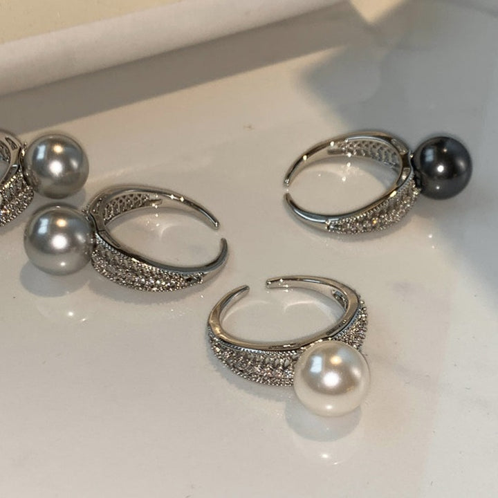 Vintage Sterling Silver Skeleton Pearl Ring