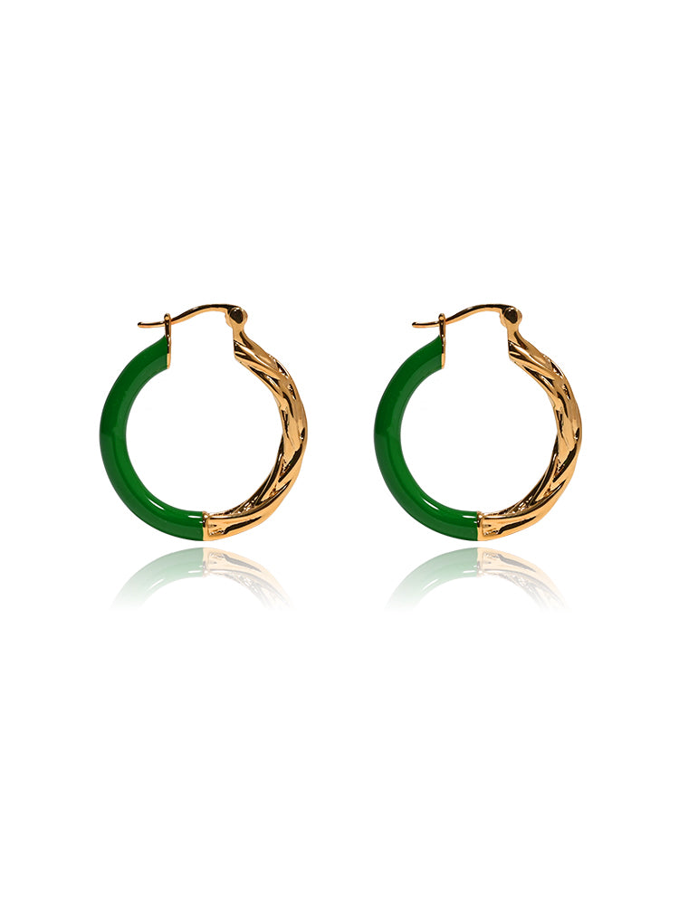 Enamel Metal Hoop Earrings