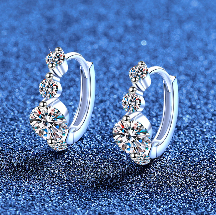 Trinity Spark Moissanite Hoop Earrings