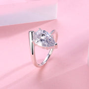 Sterling Silver V-Drop Diamond Ring