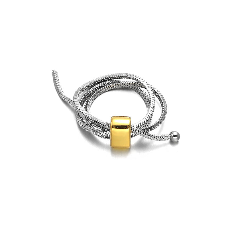 Multi-Layer Line Wrap Adjustable Ring