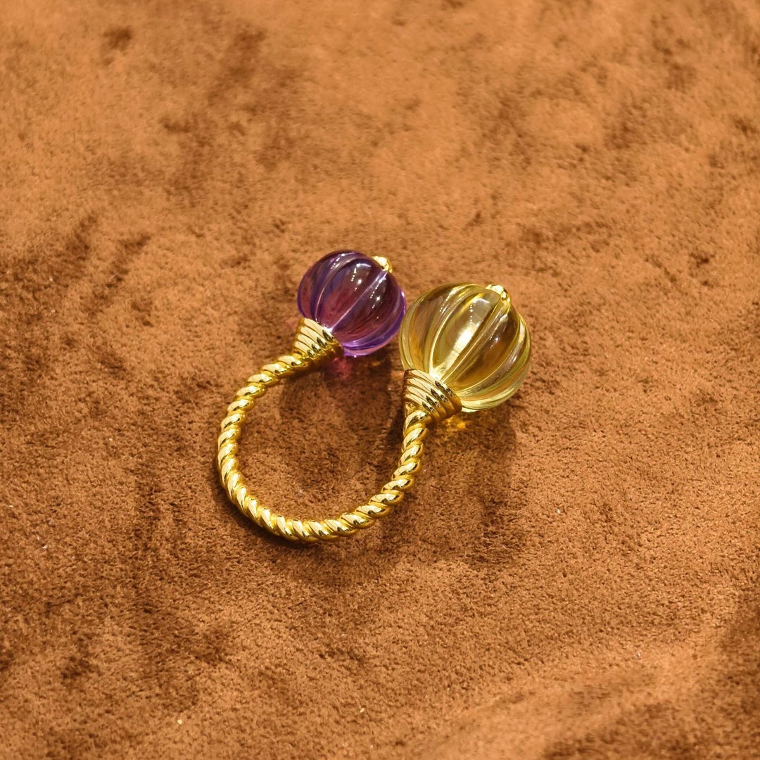 Dopamine Pumpkin Glass Adjustable Ring