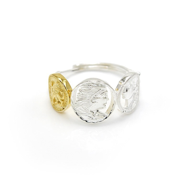Sterling Silver Roman Antique Badge Coin Ring