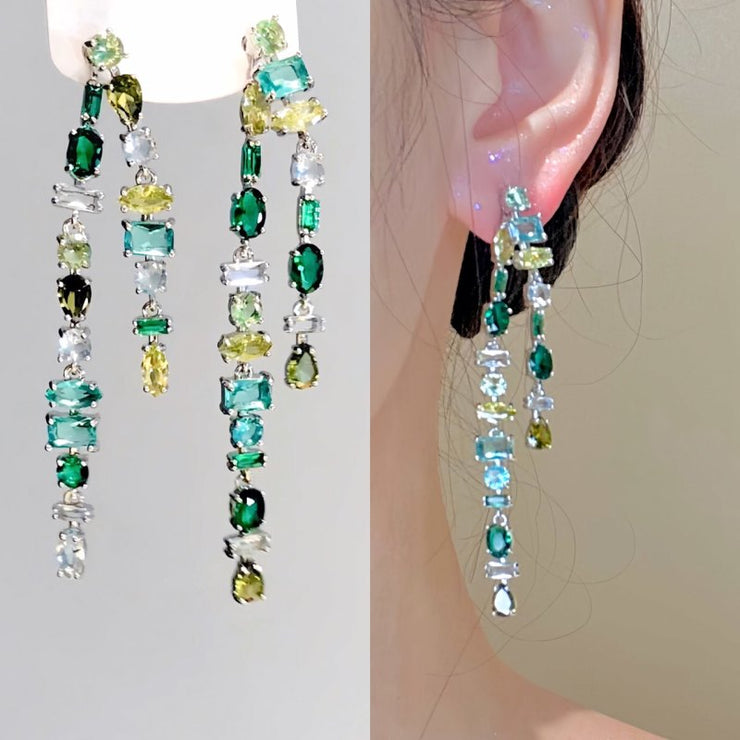 Green Forest Tassel Earrings