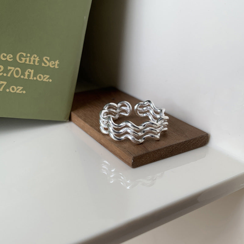 Sterling Silver Triple Wave Ring