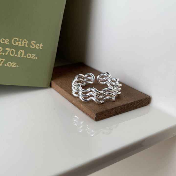 Sterling Silver Triple Wave Ring