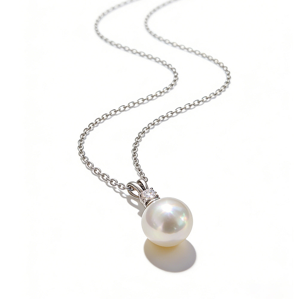 Classic Pearl Moissanite Pendant Necklace