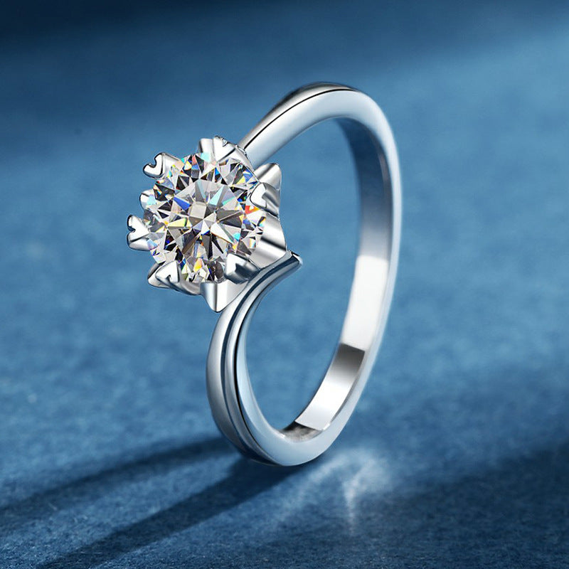 Blooming Petal Solitaire Moissanite Ring