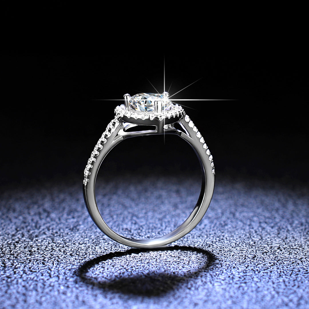 Heart Halo Moissanite Ring