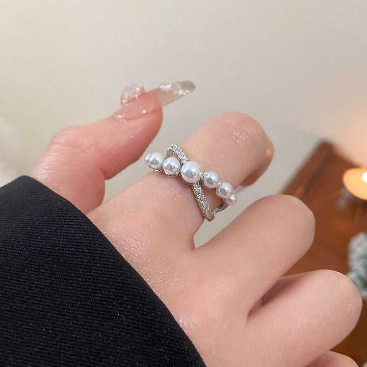 Zirconia Pearl Vintage Adjustable Ring
