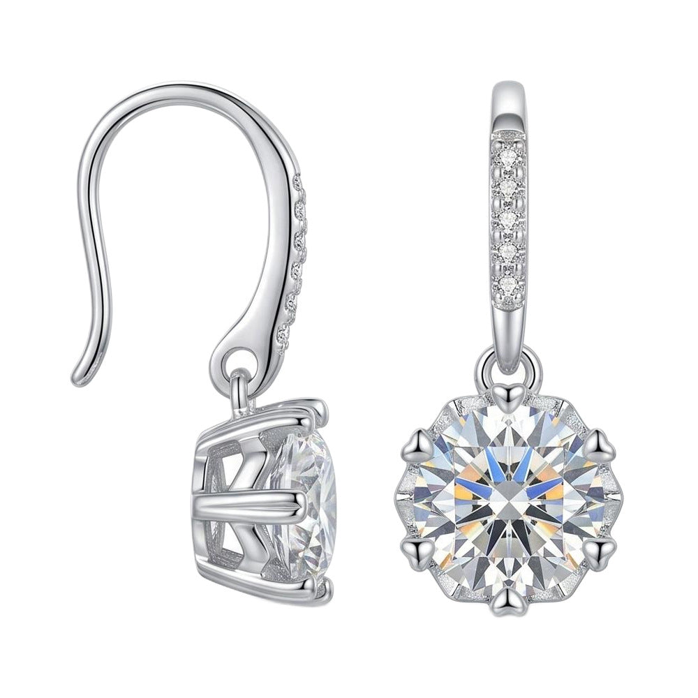 Classic Round Moissanite Drop Earrings