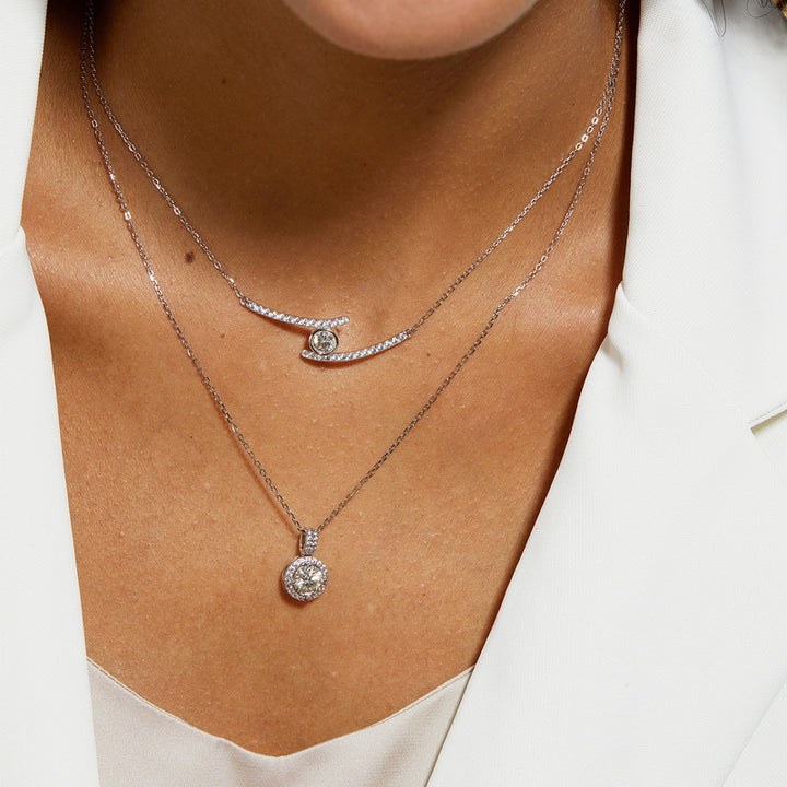 Round Halo Moissanite Necklace
