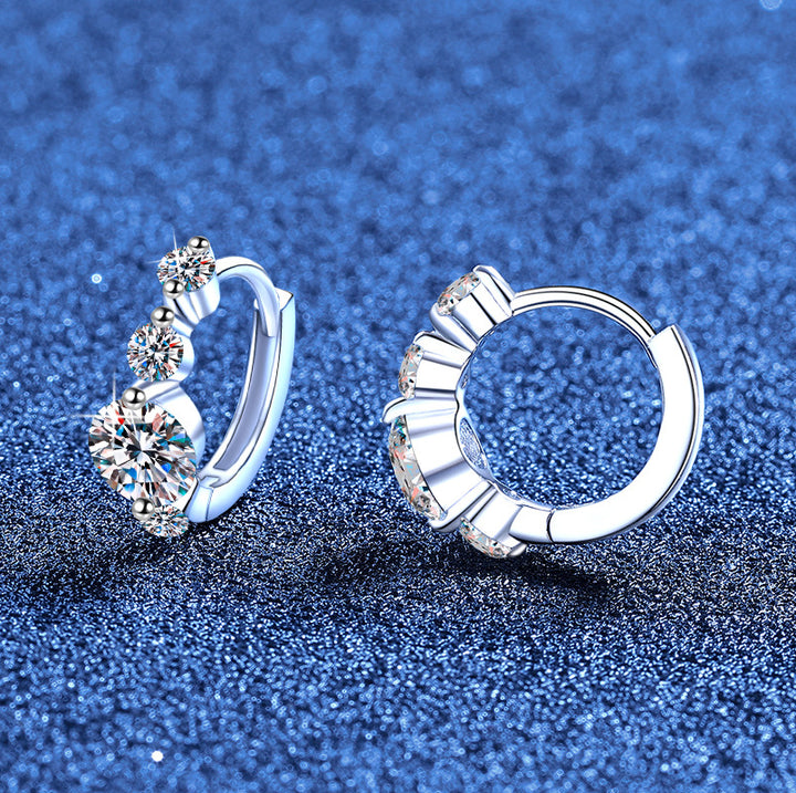 Trinity Spark Moissanite Hoop Earrings