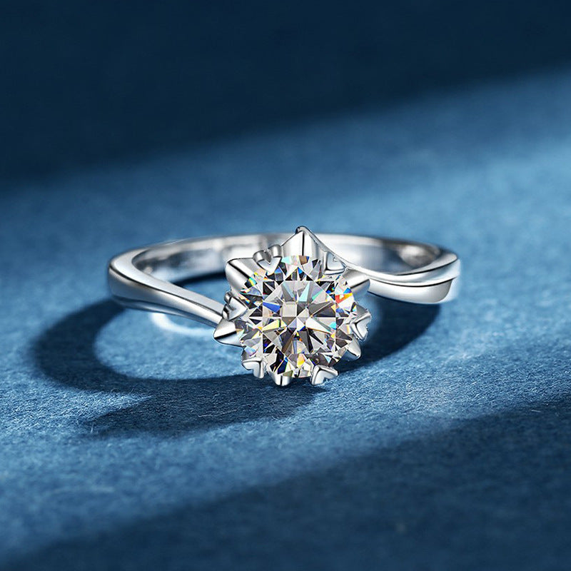 Blooming Petal Solitaire Moissanite Ring