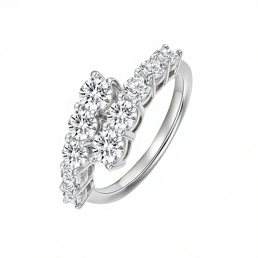 Adjustable Double Row Moissanite Ring