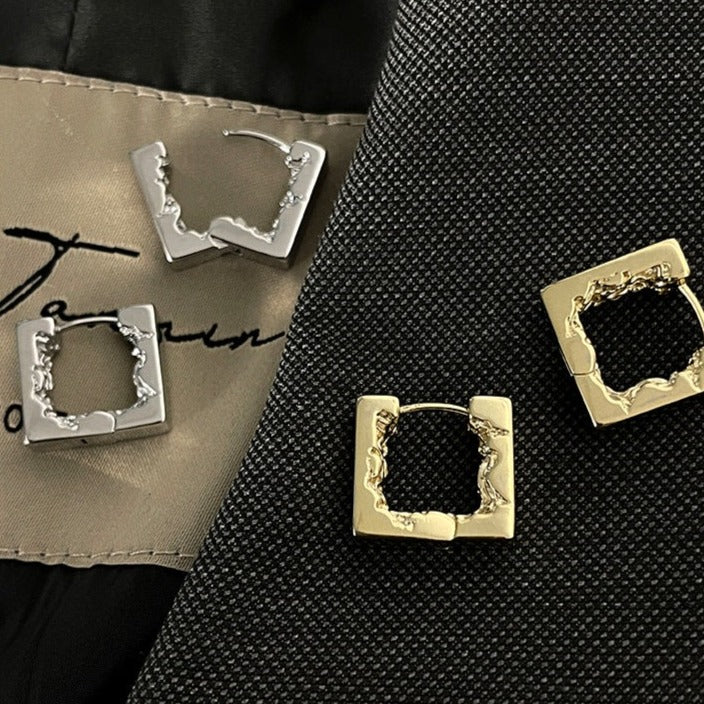 Square Eroded Hoop Earrings