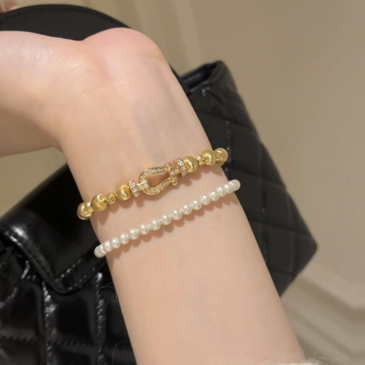 Cat's Eye Horseshoe-Shaped Diamond Bracelet