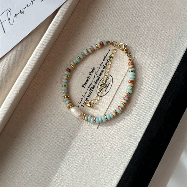 Natural Stone Colorful Beaded Pearl Necklace