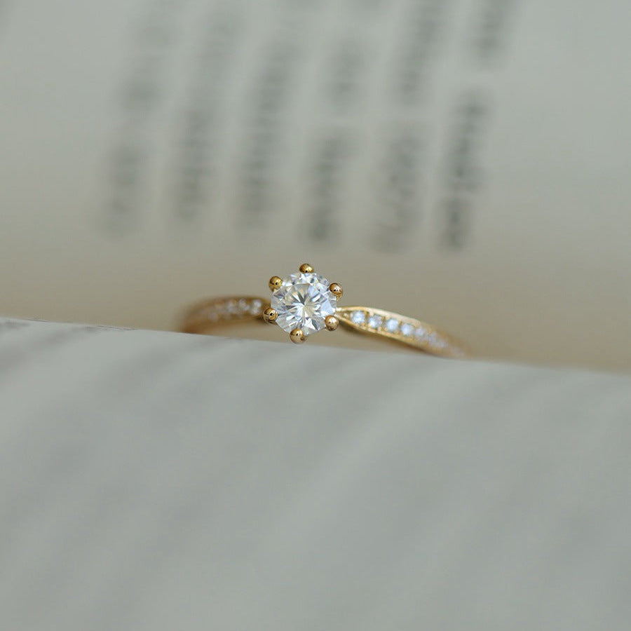 Minimal Solitaire Stacking Ring — Pavé Band | Gold / Silver | S925 Sterling Silver