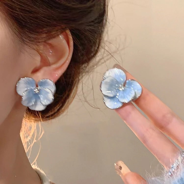 Vintage Oil Painting Flower Earrings