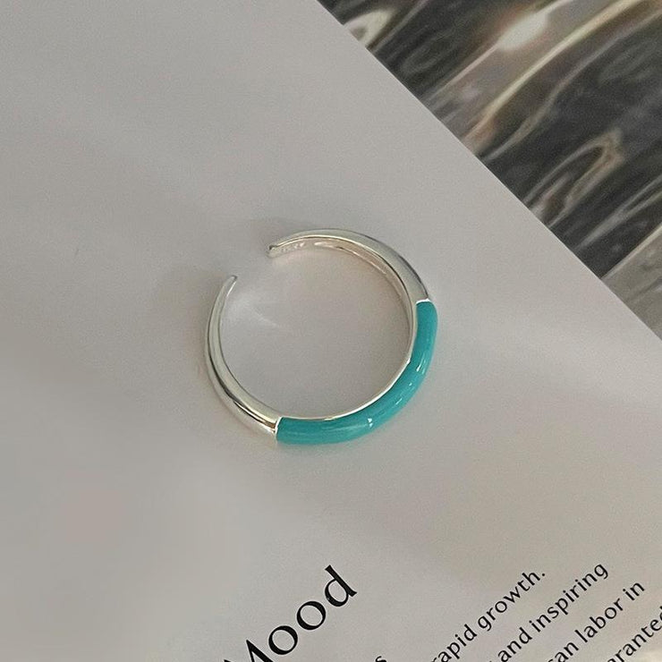 Blue Drip Glaze Ring