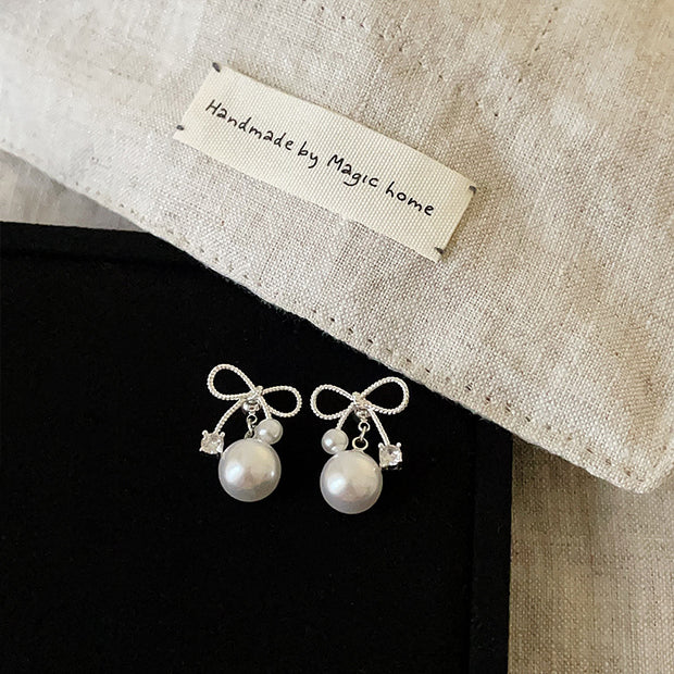 Ribbon Pearl Earrings