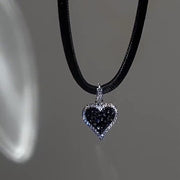 Black Heart Earrings with Sparkling Diamonds