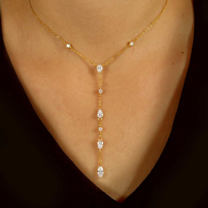 Moissanite Teardrop Y-Necklace
