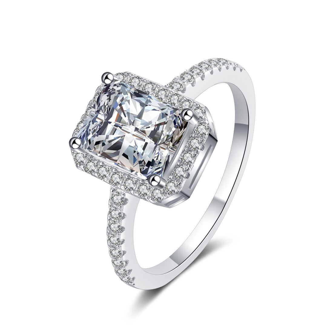 Emerald & Radiant Halo Moissanite Engagement Ring