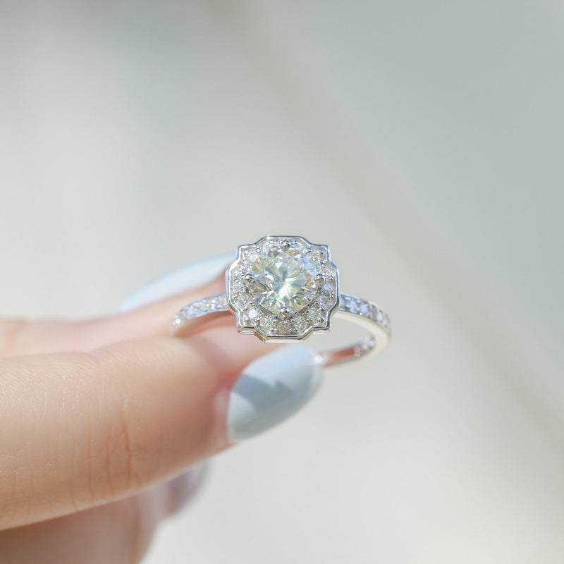 Petal Halo Moissanite Ring