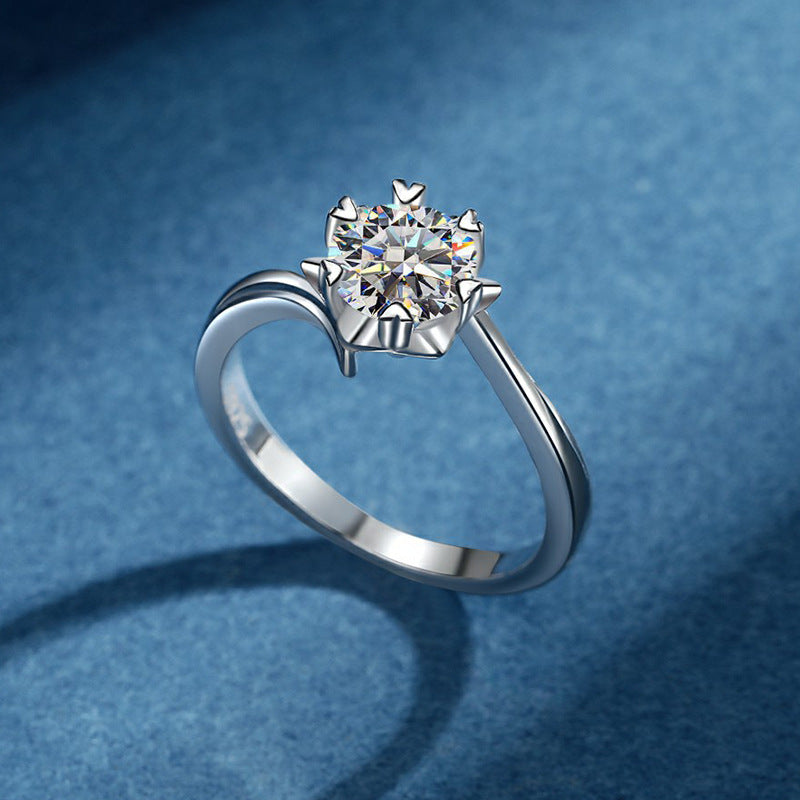 Blooming Petal Solitaire Moissanite Ring