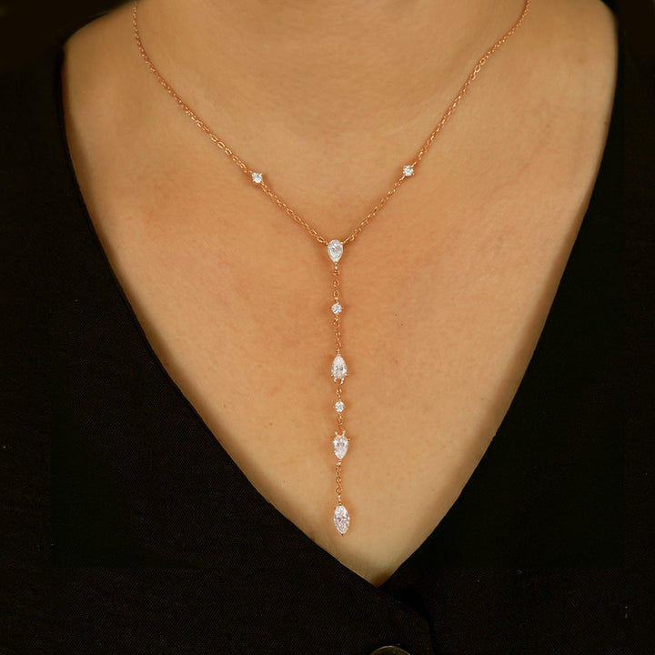 Moissanite Teardrop Y-Necklace