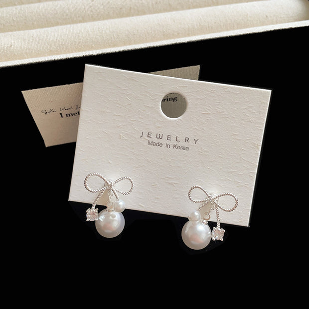 Ribbon Pearl Earrings