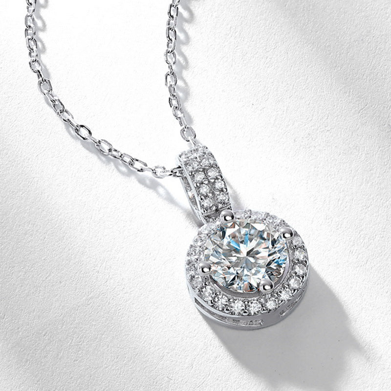 Round Halo Moissanite Necklace