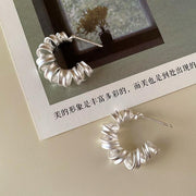 S925 Sterling Silver C-Shape Frosted Earrings