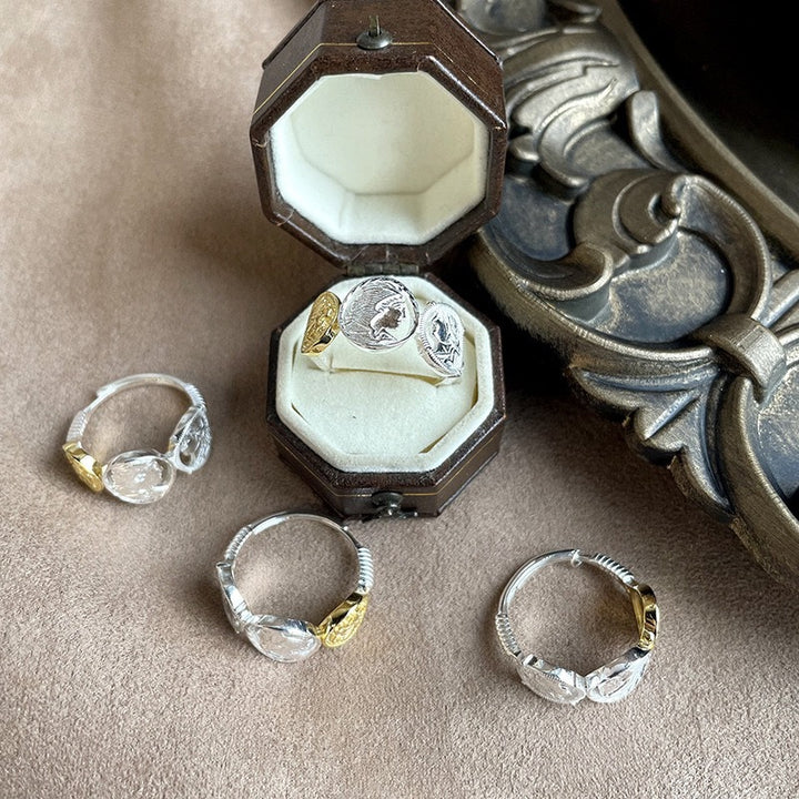 Sterling Silver Roman Antique Badge Coin Ring