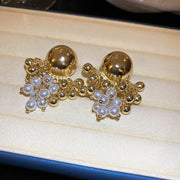 Shiny Round Pearl Stud Earrings