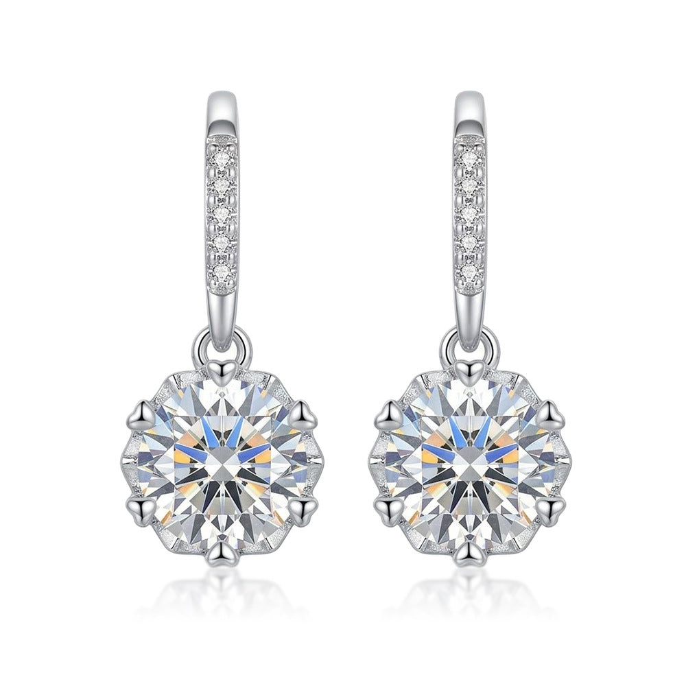 Classic Round Moissanite Drop Earrings