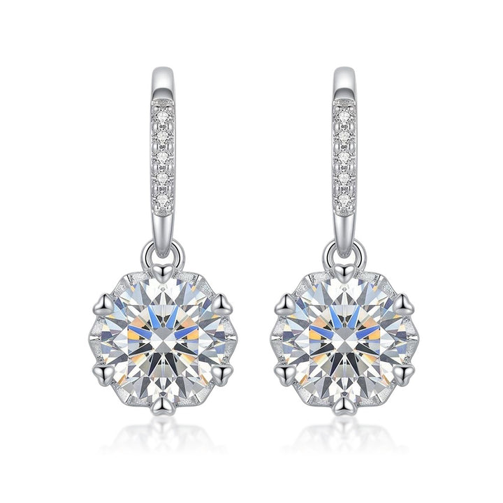 Classic Round Moissanite Drop Earrings