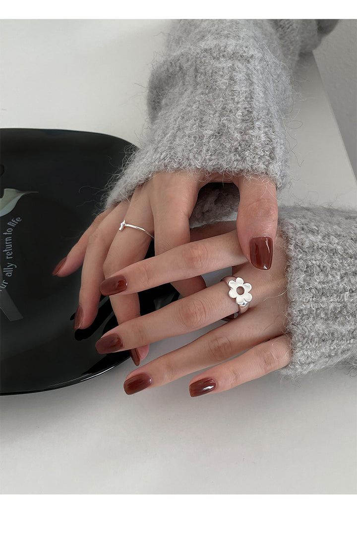 Small Flower Sterling Silver Adjustable Ring
