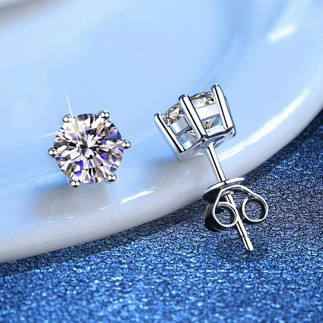 Classic Six-Prong Moissanite Stud Earrings