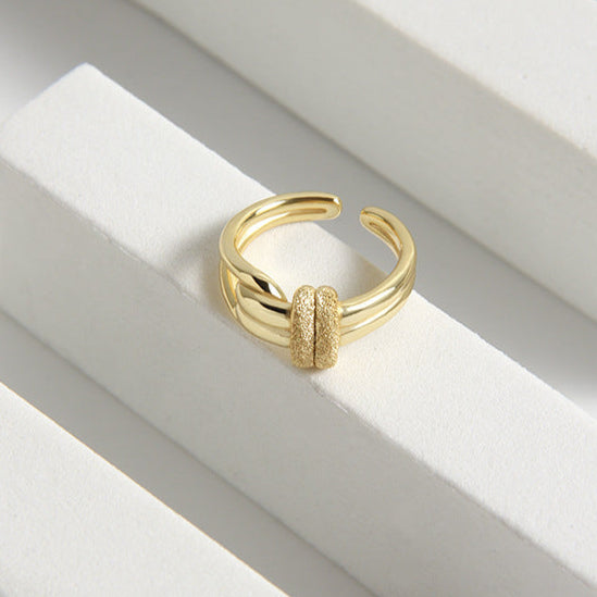 S925 Sterling Silver Ultimate Double Band Matte Sparkling Ring