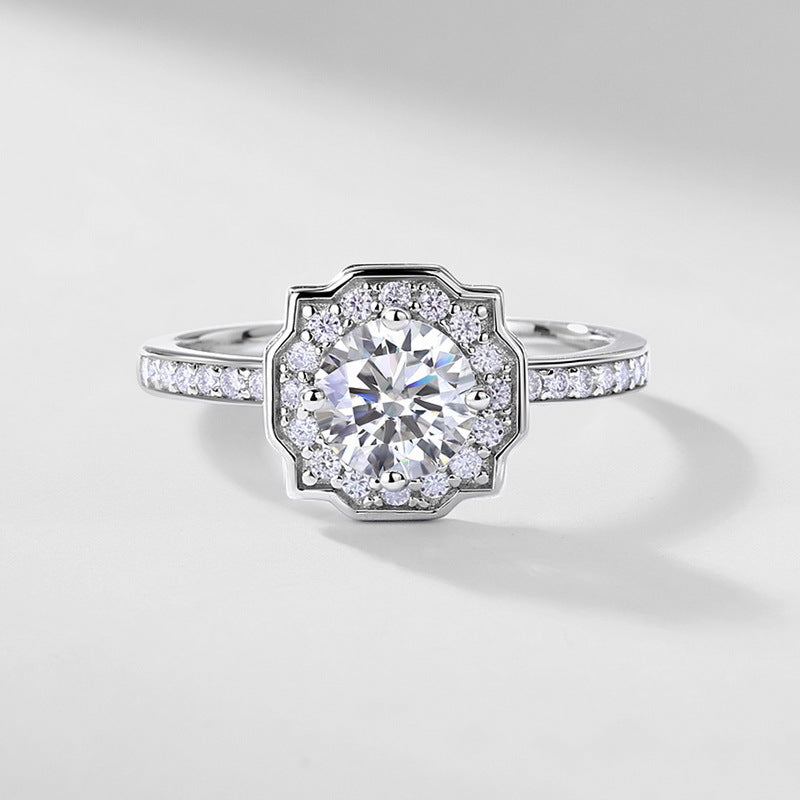 Petal Halo Moissanite Ring