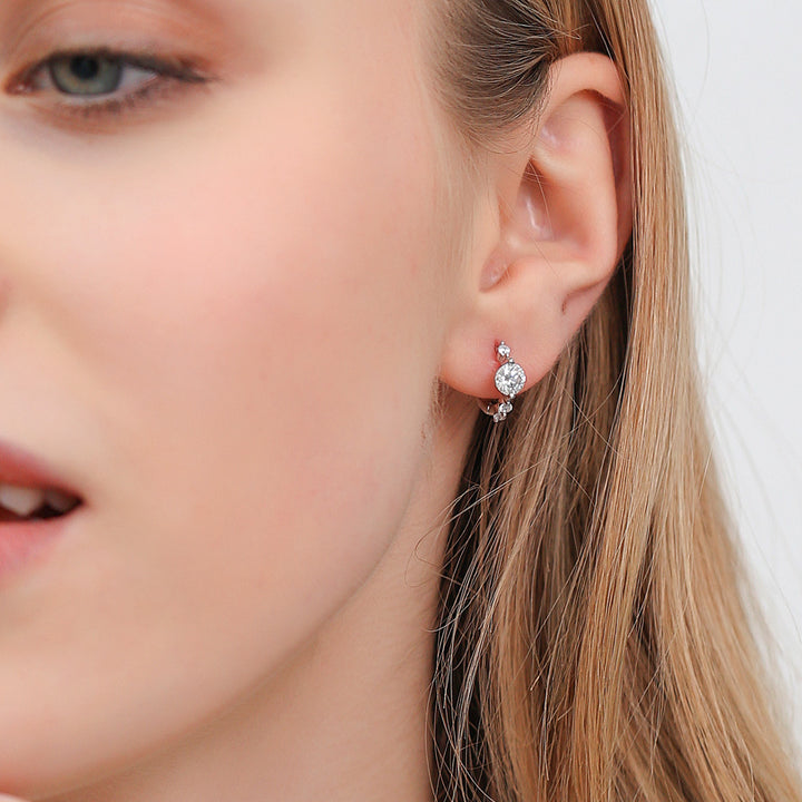 Trinity Spark Moissanite Hoop Earrings